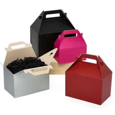 Premium Matte Colored Gable Gift Boxes with Integrated Handles Premium Matte Colored Gable Gift Boxes with Integrated Handles