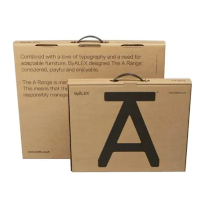 Custom Printed Cardboard Box with Ergonomic Plastic Handle Custom Printed Cardboard Box with Ergonomic Plastic Handle