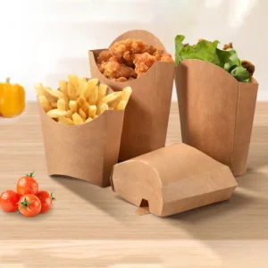 french fries (1) Custom Printed Disposable Kraft Coated Paper French Fries Cup Wholesale Fried Chicken Nugget Box Snack Packing BoxCustom Printed Disposable Kraft Coated Paper French Fries Cup Wholesale Fried Chicken Nugget Box Snack Packing Box